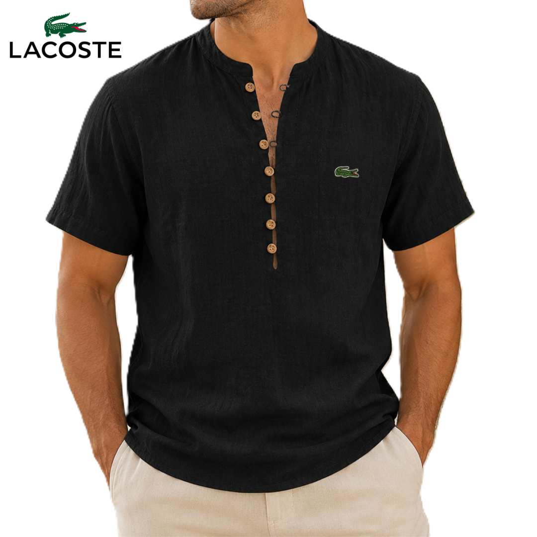 LCT™ | Chemise Lin Homme Col Mao Henley Manches Courtes