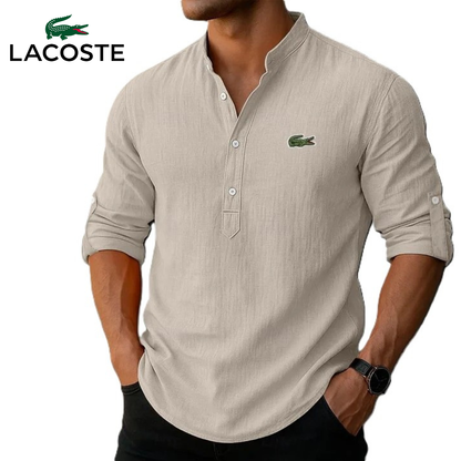 LCT | Chemise Lin Homme Col Mao Boutonné