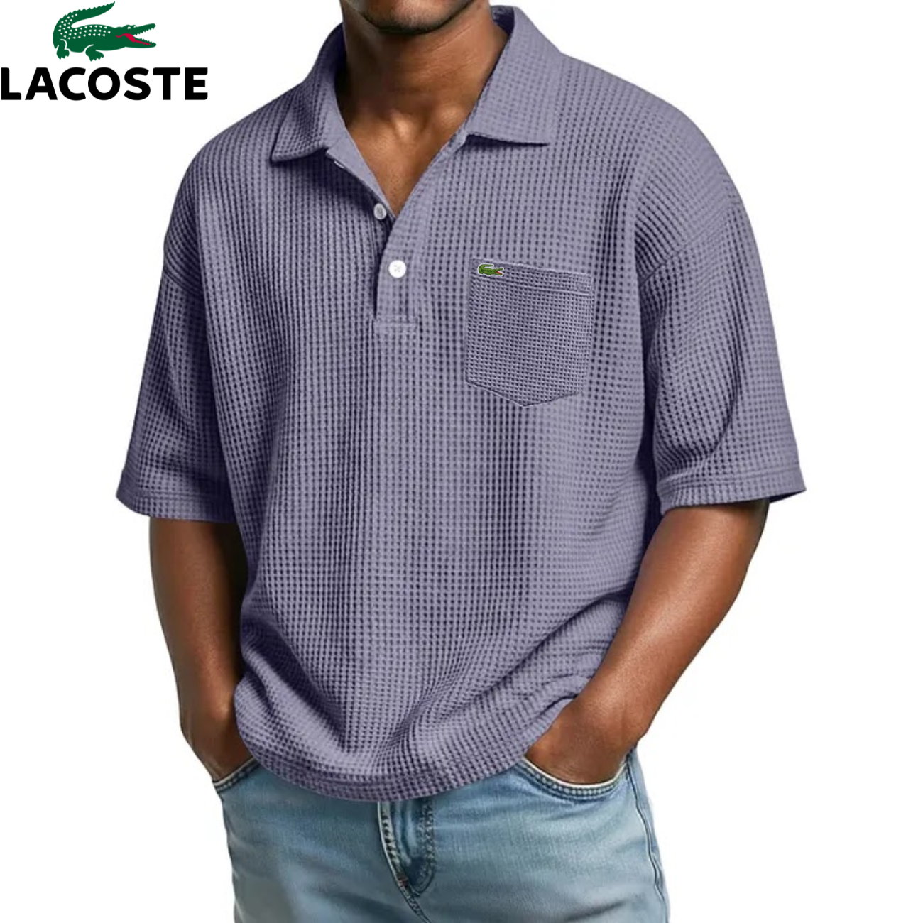 LCT™ | Polo Homme Waffle Col Ouvert Poche Poitrine