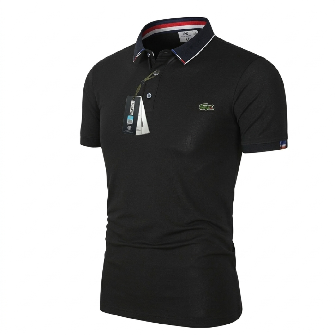 LC | Polo Homme Piqué Coton Col Tricolore