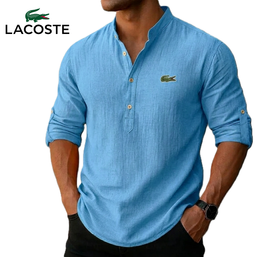 LCT | Chemise Lin Homme Col Mao Boutonné
