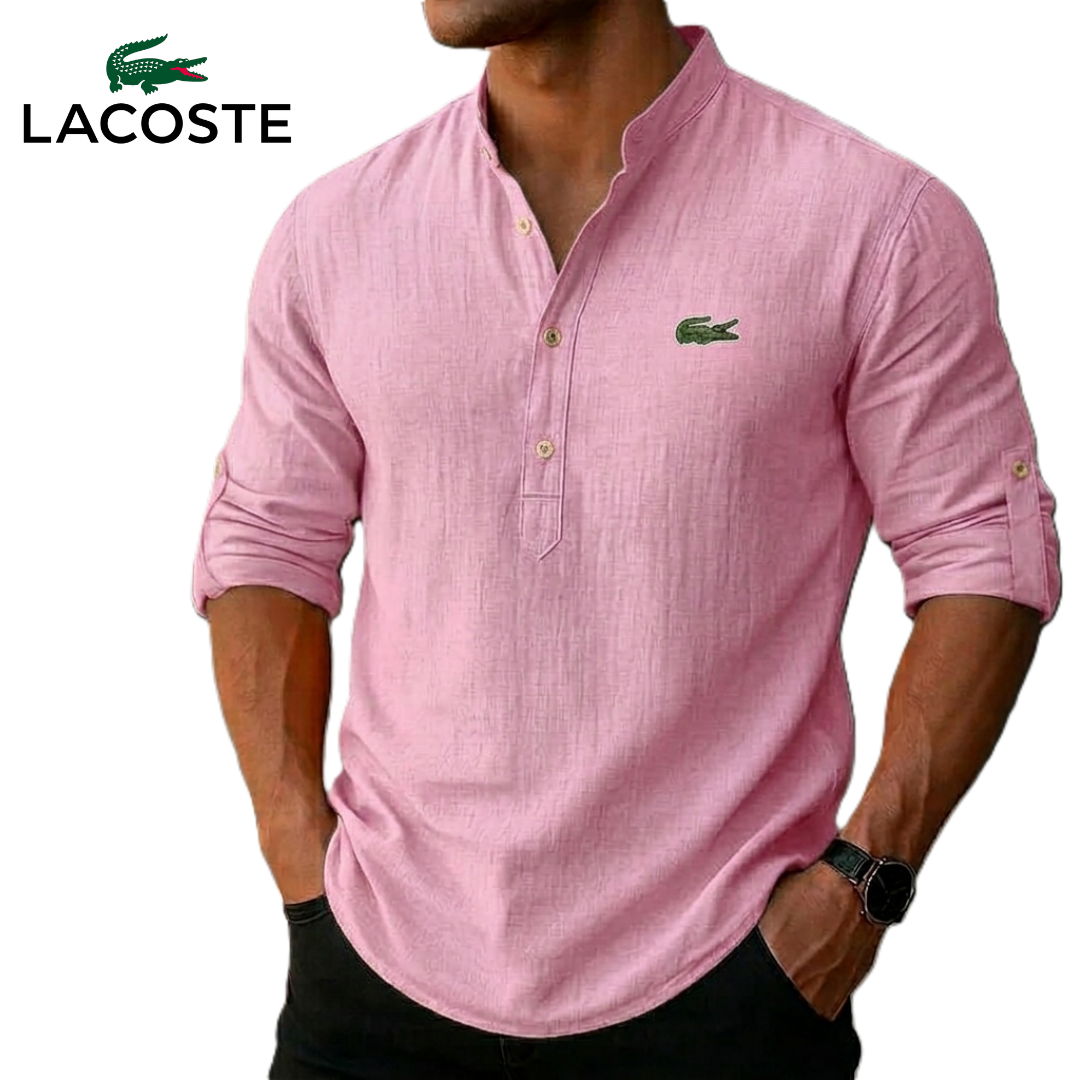 LCT | Chemise Lin Homme Col Mao Boutonné