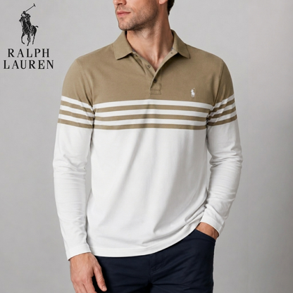 Long-Sleeve Stripe Polo || Clearance Sale