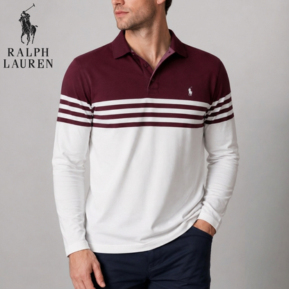 Long-Sleeve Stripe Polo || Clearance Sale
