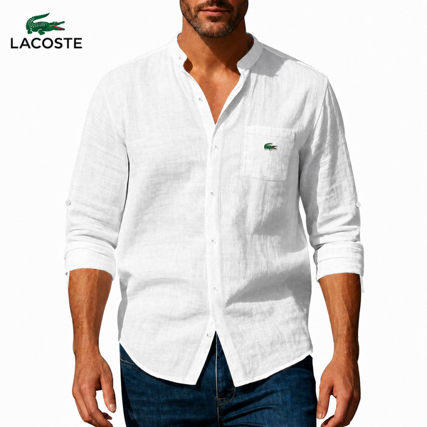 LC™ | Chemise Lin Homme Col Mao Poche Boutonnée