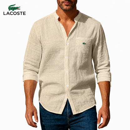 LC™ | Chemise Lin Homme Col Mao Poche Boutonnée