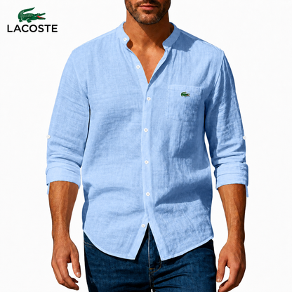LC™ | Chemise Lin Homme Col Mao Poche Boutonnée