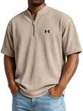 UA™ | T-Shirt Homme Côtelé Col Zippé Manches Courtes